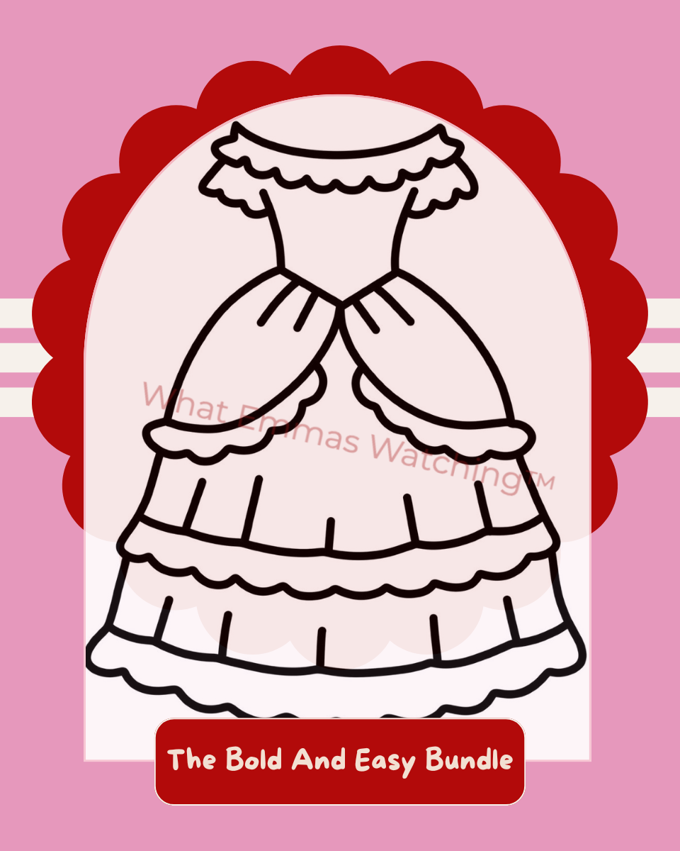 The Bold And Easy Bundle colouring page preview with watermark