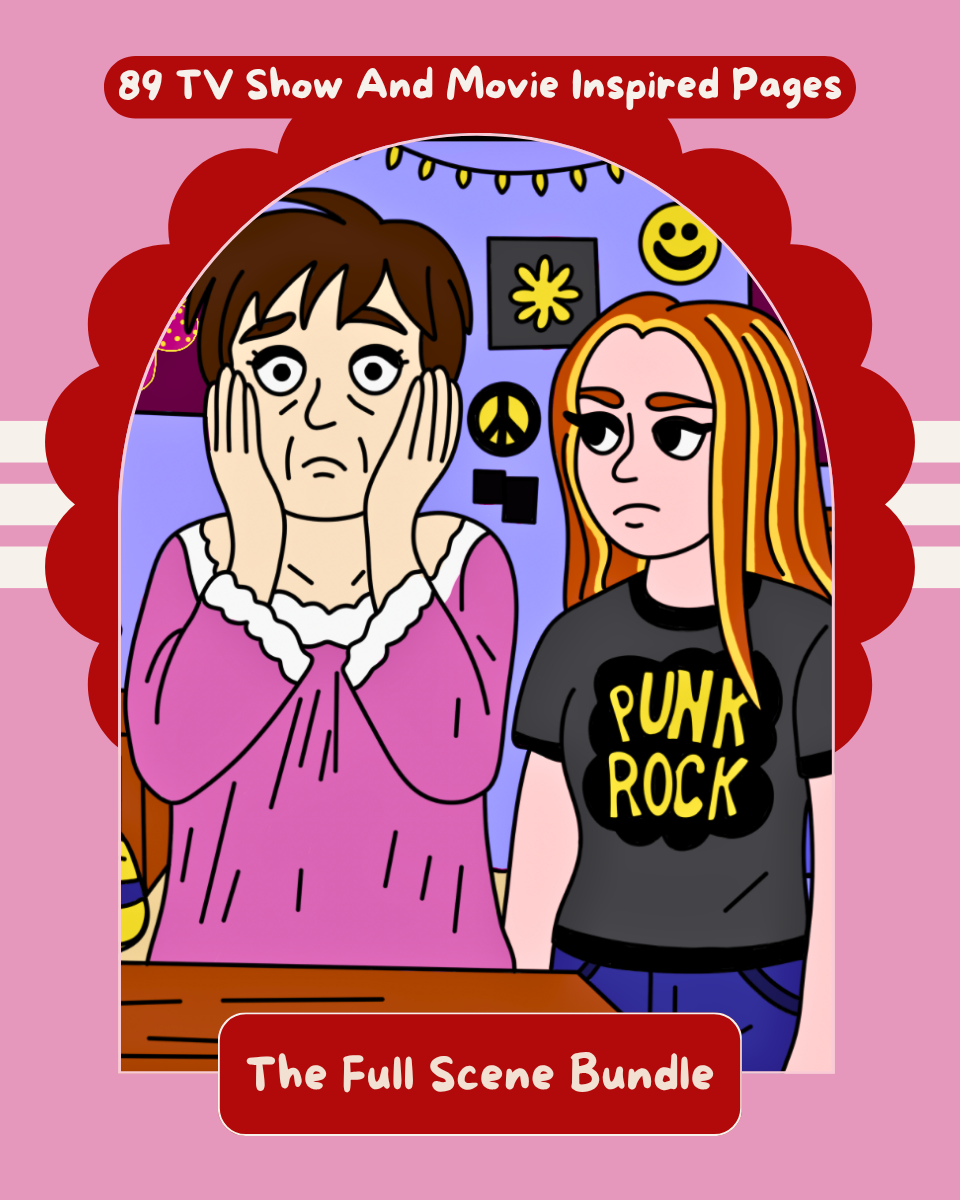 The Full Scene Bundle colouring page preview with watermark