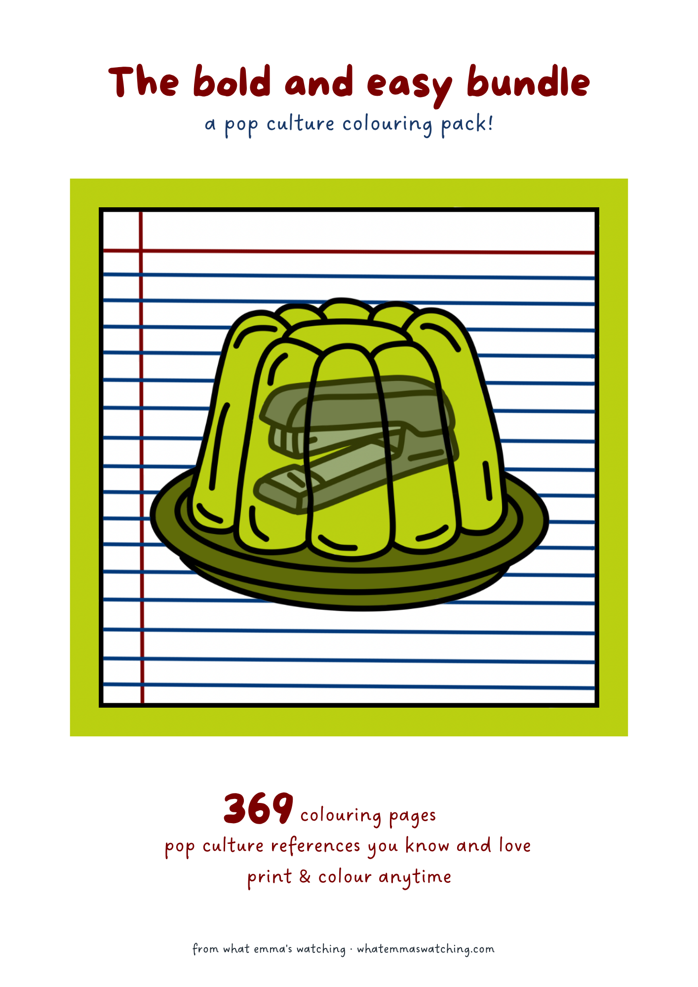 The Bold And Easy Bundle colouring page preview with watermark